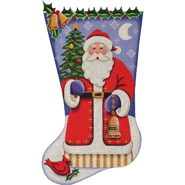 Tree Santa Hand Painted Stocking Canvas from Rebecca Wood