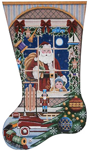 Christmas Wishes Boy Hand Painted Stocking Canvas from Rebecca Wood