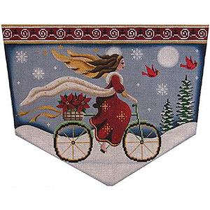 Bicycle Angel Hand Painted Stocking Topper Canvas from Rebecca Wood