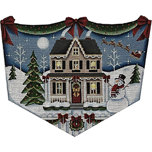 Santa's Arrival Hand Painted Stocking Topper Canvas from Rebecca Wood