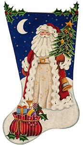 Old Father Christmas Hand Painted Stocking Canvas from Rebecca Wood