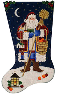 Swedish Santa Hand Painted Stocking Canvas from Rebecca Wood