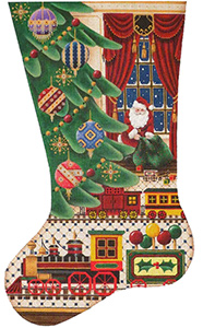 Lollypop Train Hand Painted Stocking Canvas from Rebecca Wood
