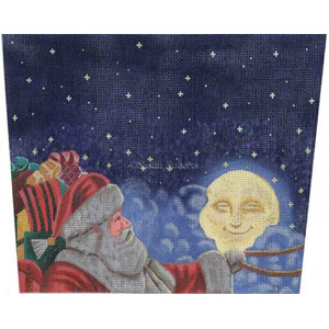 Moonlight Santa - Hand-Painted Needlepoint Canvas
