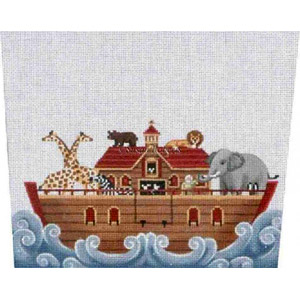 Noah's Ark Stocking Topper - Hand-Painted Needlepoint Canvas