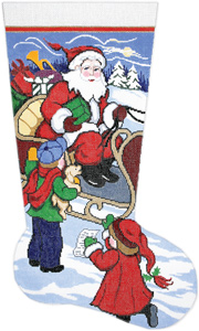 Here's My List Santa Hand-painted Christmas Stocking Canvas