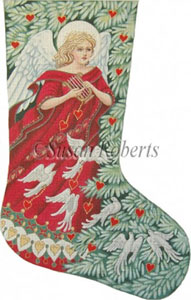 Angel with Doves Needlepoint Christmas Stocking Canvas