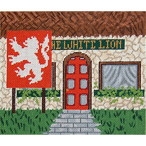 Pub 05 - The White Lion - Hand-Painted Needlepoint Canvas
